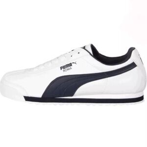 PUMA Roma Basic Low White Navy Youth Boys Size 6